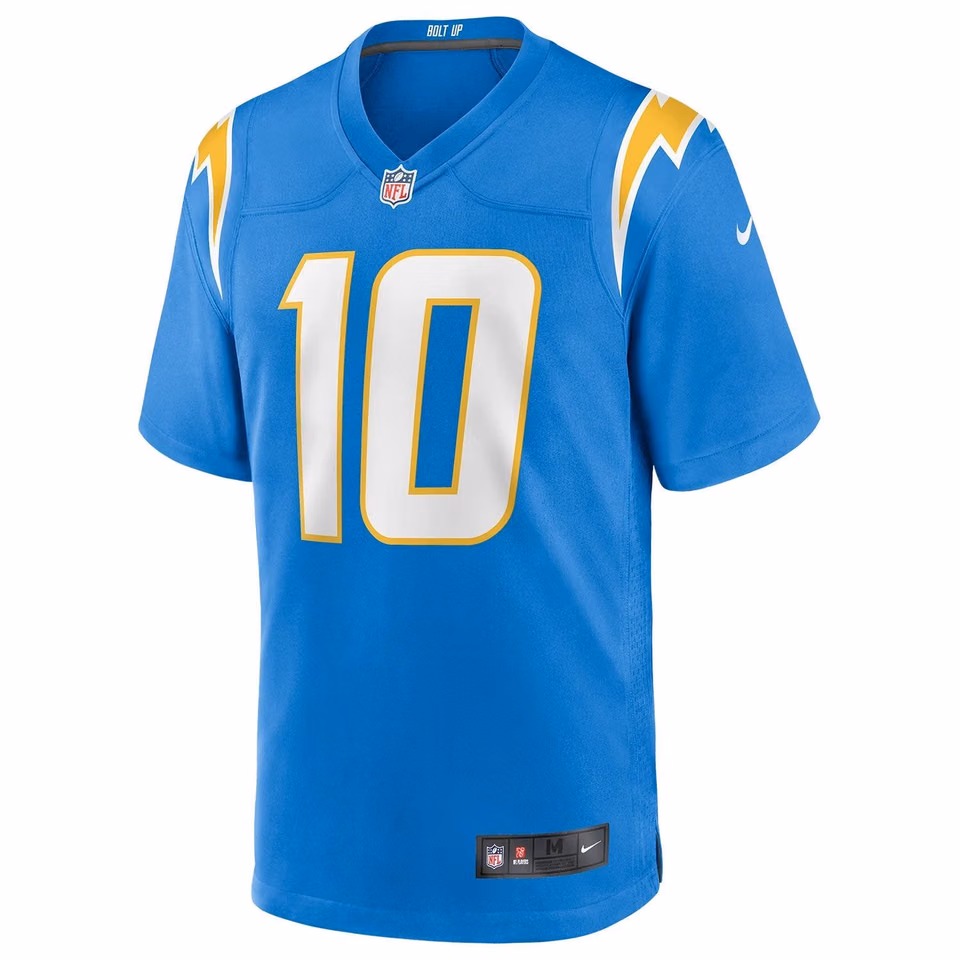 Justin Herbert #10 Los Angeles Chargers Nike Game NFL Jersey Powder Blue view 2
