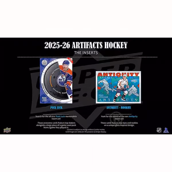 2025/26 Upper Deck Artifacts Hockey NHL Hobby Box view 3
