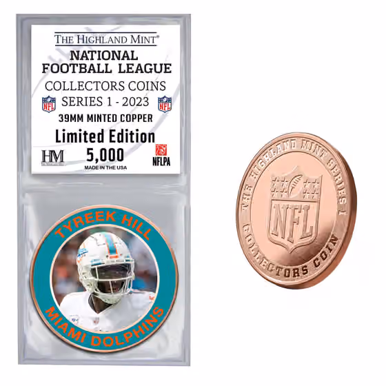NFL Collectors Coins Series 1 Tyreek Hill Miami Dolphins Commemorative Coin view 1