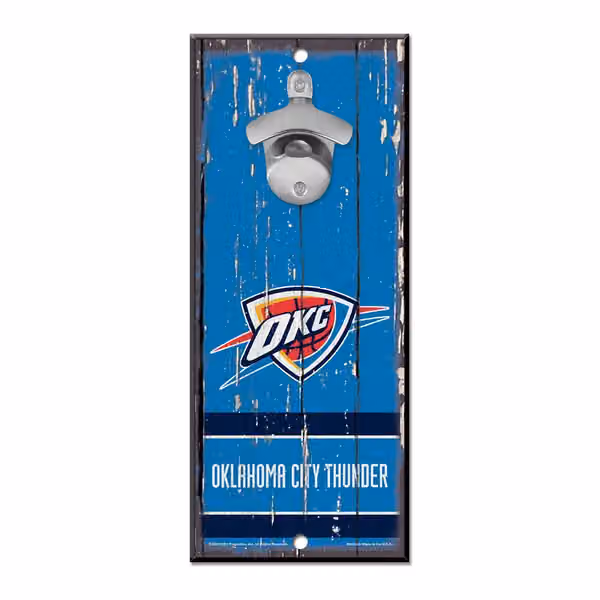 Oklahoma City Thunder WinCraft NBA Bottle Opener Sign view 1