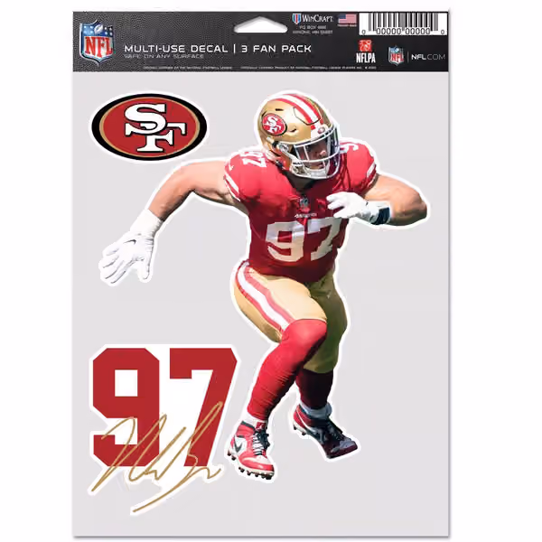 Nick Bosa #97 San Francisco 49ers Player NFL Decals Set (3 Pcs.) view 1