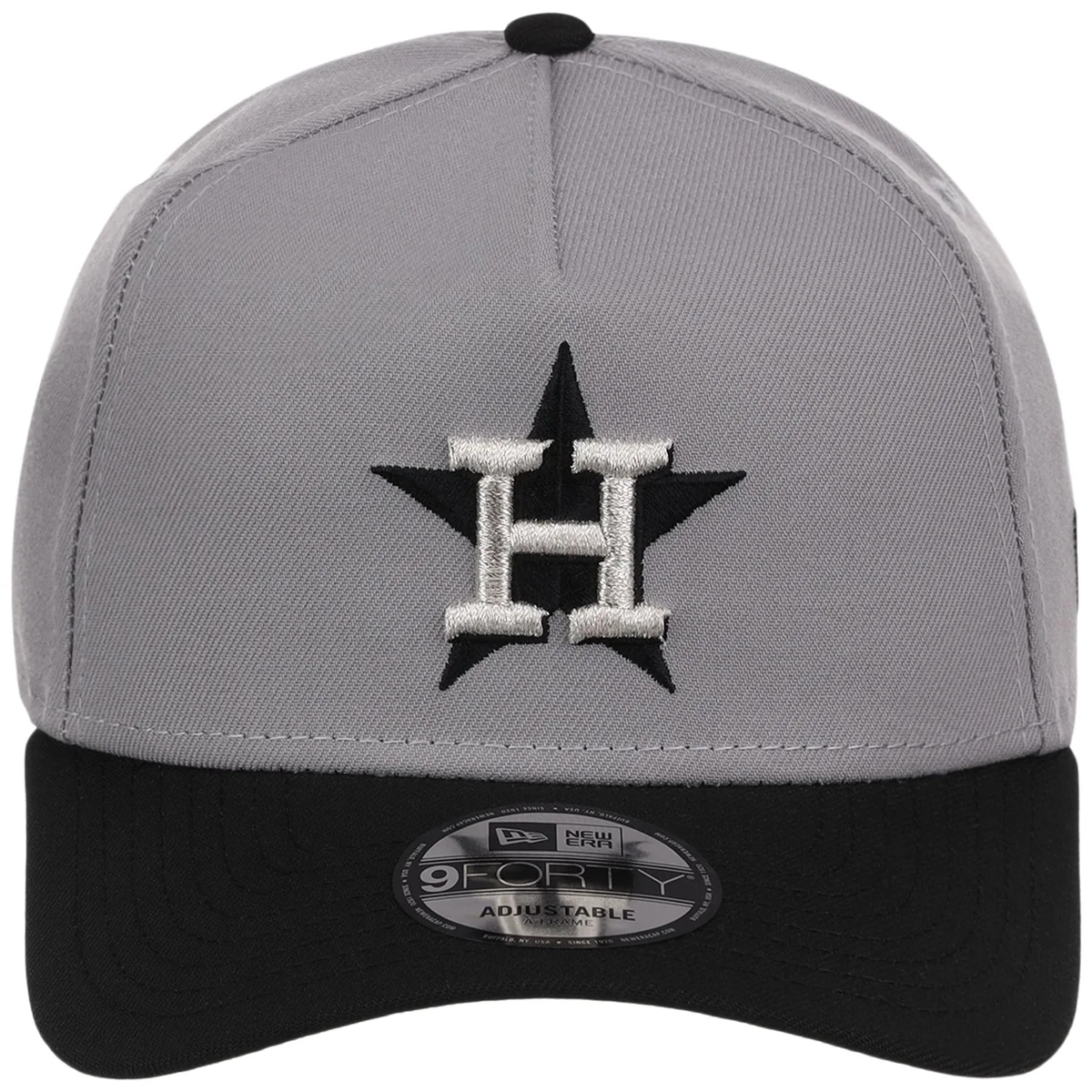 Houston Astros MLB Gray x Black FASHION CORE New Era 9FORTY A-Frame detail view