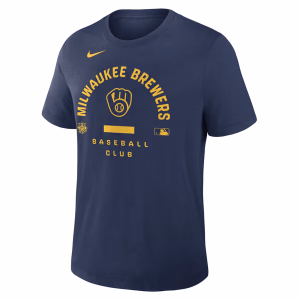 Milwaukee Brewers Early Work 2026 MLB Authentic Tri-Blend T-Shirt Navy view 1