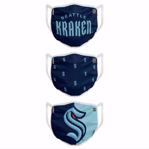 Seattle Kraken Face Covering NHL Face Mask (3-Pack) view 2