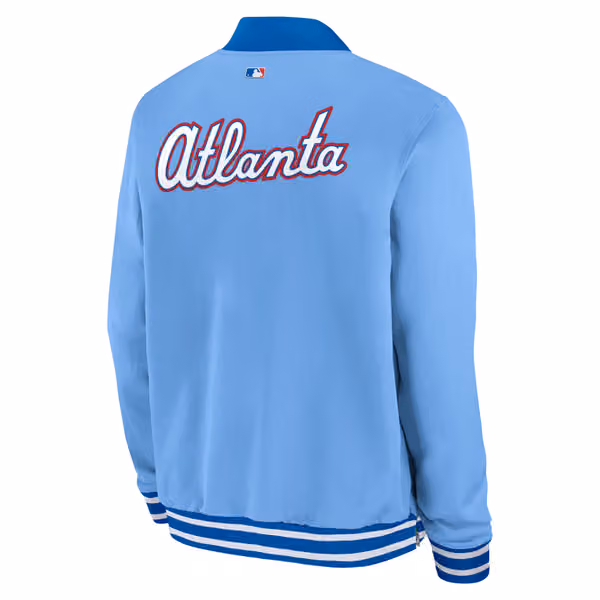 Atlanta Braves City Connect 2026 MLB Authentic Dugout Bomber Jacket Blue view 3
