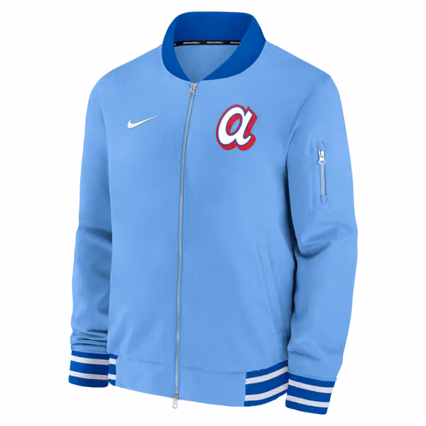 Atlanta Braves City Connect 2026 MLB Authentic Dugout Bomber Jacket Blue view 2