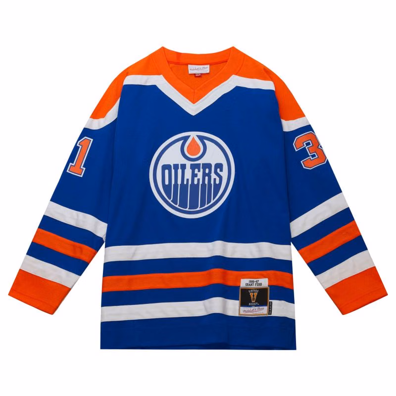 Grant Fuhr #31 Edmonton Oilers 1986-87 Mitchell & Ness NHL Jersey view 2