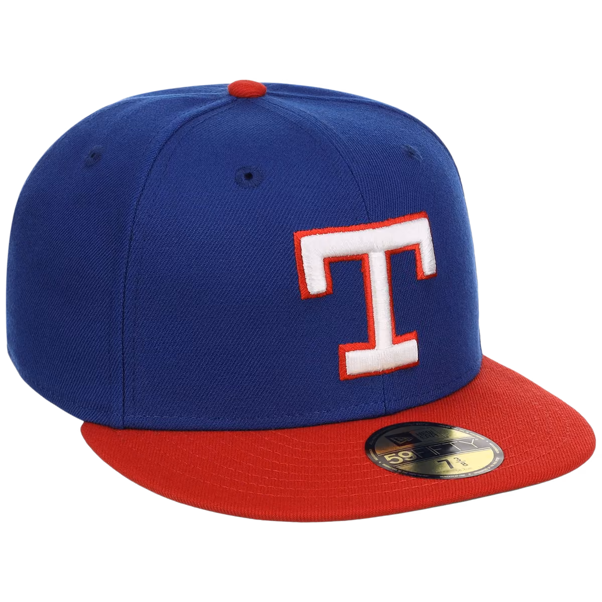 Texas Rangers MLB Cooperstown Authentic Collection New Era 59FIFTY (Royal/Red) front view