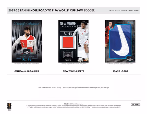 2025/26 Panini Noir Road to FIFA World Cup Football Hobby Box view 4