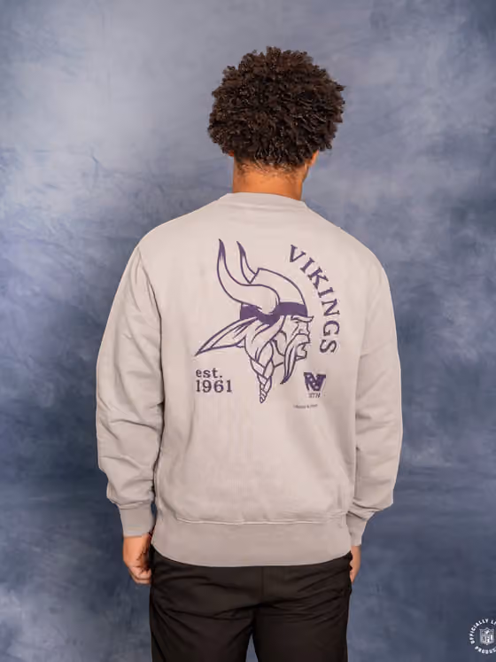 Minnesota Vikings L&L '96 Classics NFL Crew Sweater Gray view 6