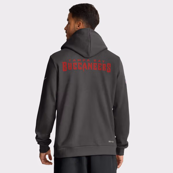 Tampa Bay Buccaneers 2025 NFL Sideline Standard Issue Hoodie Pewter view 3