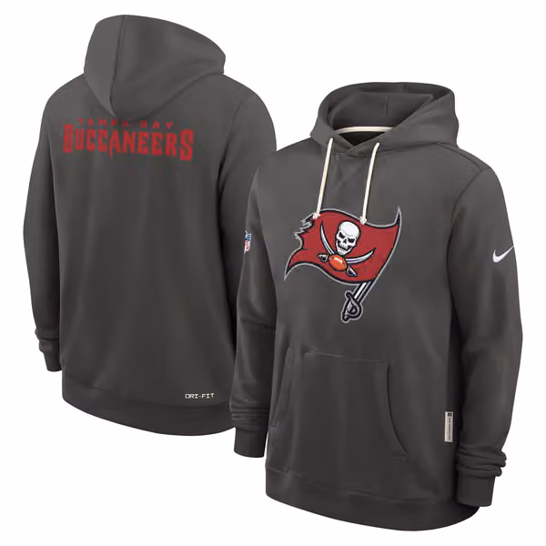 Tampa Bay Buccaneers 2025 NFL Sideline Standard Issue Hoodie Pewter view 1