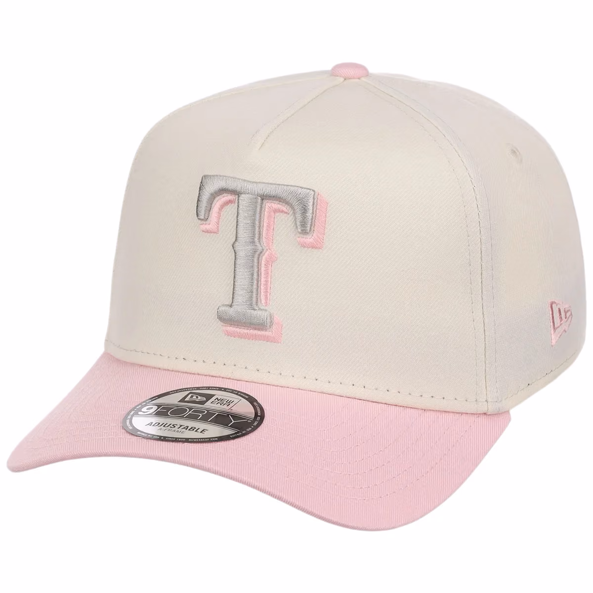Texas Rangers MLB Chrome x Pink FASHION CORE New Era 9FORTY A-Frame detail view
