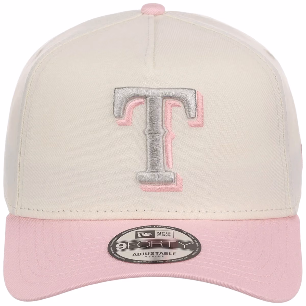 Texas Rangers MLB Chrome x Pink FASHION CORE New Era 9FORTY A-Frame detail view