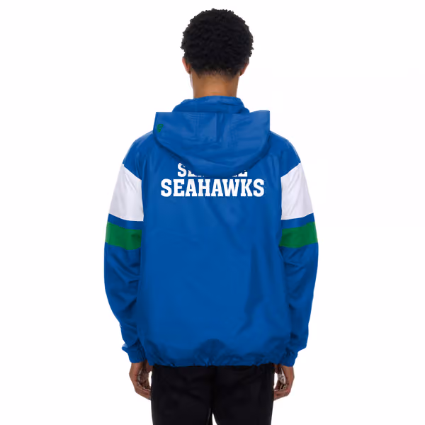 Seattle Seahawks NFL Quarter Zip Windbreaker Jacket Blue view 2