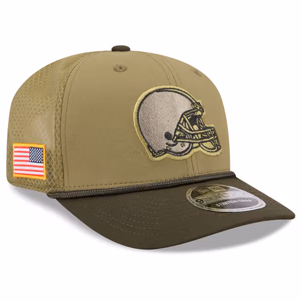 Cleveland Browns 2025 NFL Salute to Service 9SEVENTY Trucker Snapback Cap Olive product photo