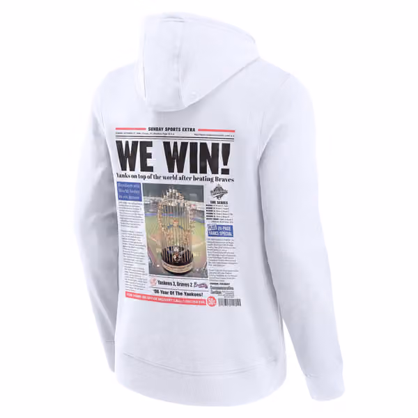 New York Yankees Championship Newspaper MLB Hoodie White view 3
