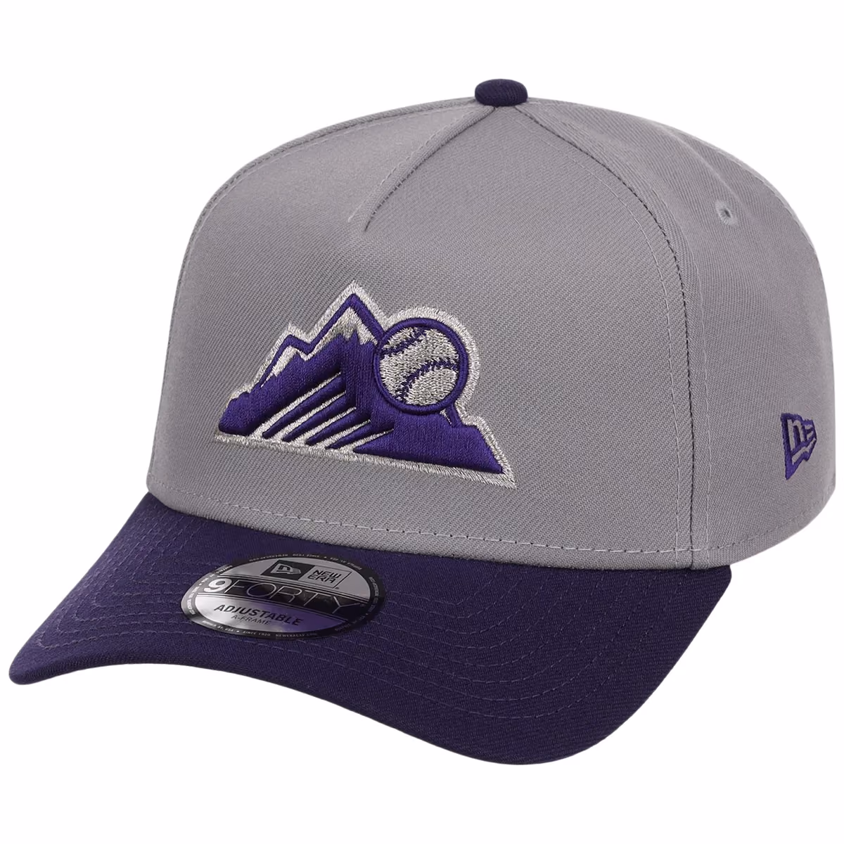 Colorado Rockies MLB Gray OTC FASHION CORE New Era 9FORTY A-Frame detail view
