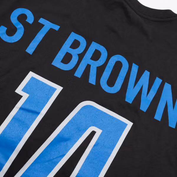 Amon-Ra St. Brown #14 Detroit Lions Player NFL T-Shirt Black view 5