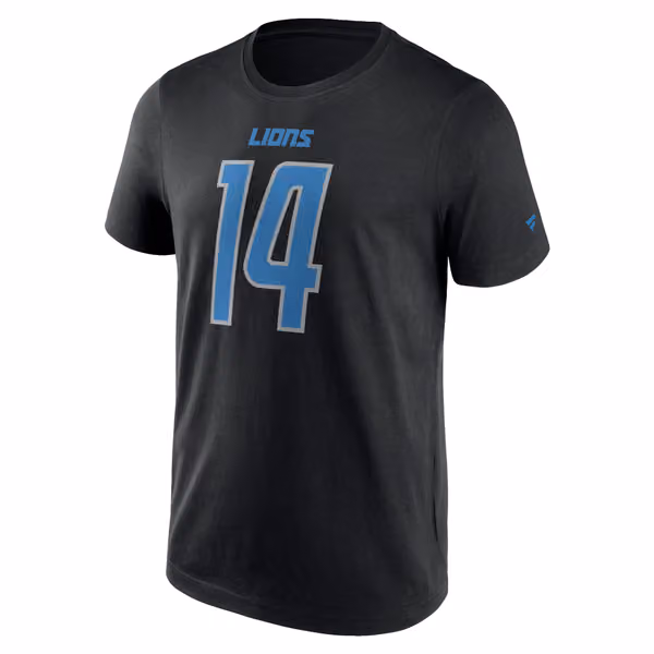 Amon-Ra St. Brown #14 Detroit Lions Player NFL T-Shirt Black view 2