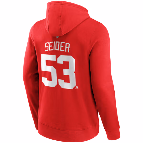 Moritz Seider #53 Detroit Red Wings Player NHL Hoodie Red view 3