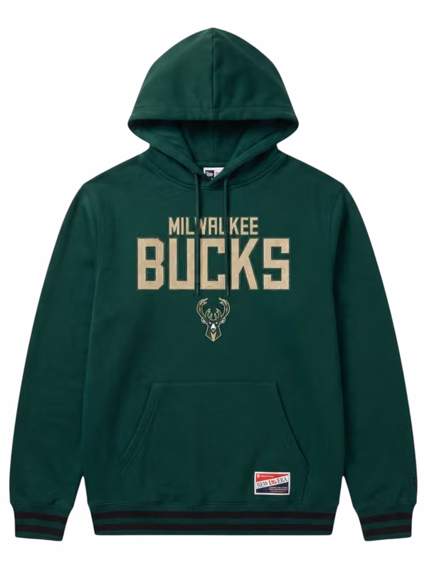 Milwaukee Bucks Felt Logo Throwback NBA Hoodie Green view 1