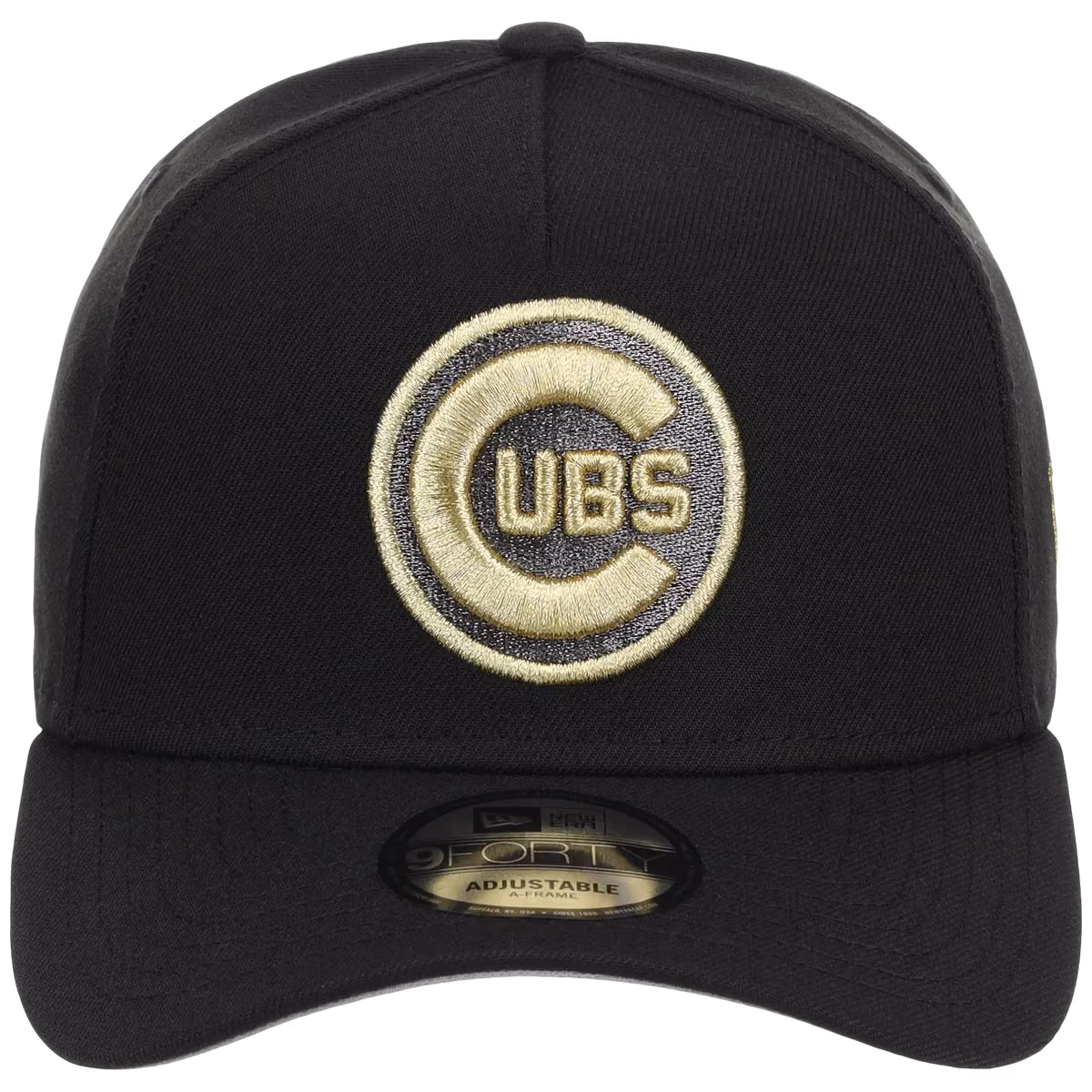 Chicago Cubs MLB Black x Gold FASHION CORE New Era 9FORTY A-Frame detail view