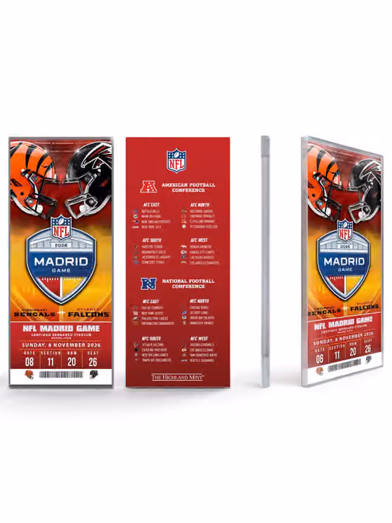 2026 NFL Madrid Game Bengals vs Falcons Acrylic Ticket view 1