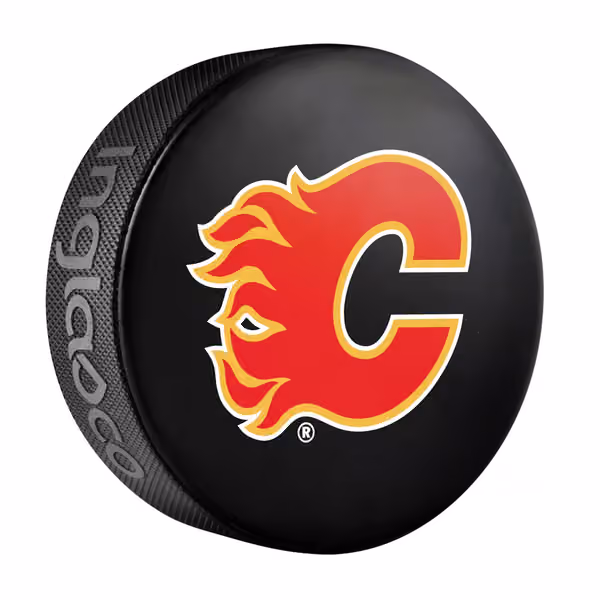 Calgary Flames Logo Souvenir Collector NHL Puck view 1