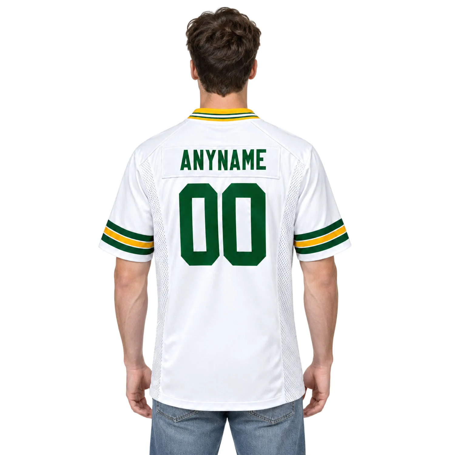 Green Bay Packers Rivalries Jersey White Custom Bold Name & Number