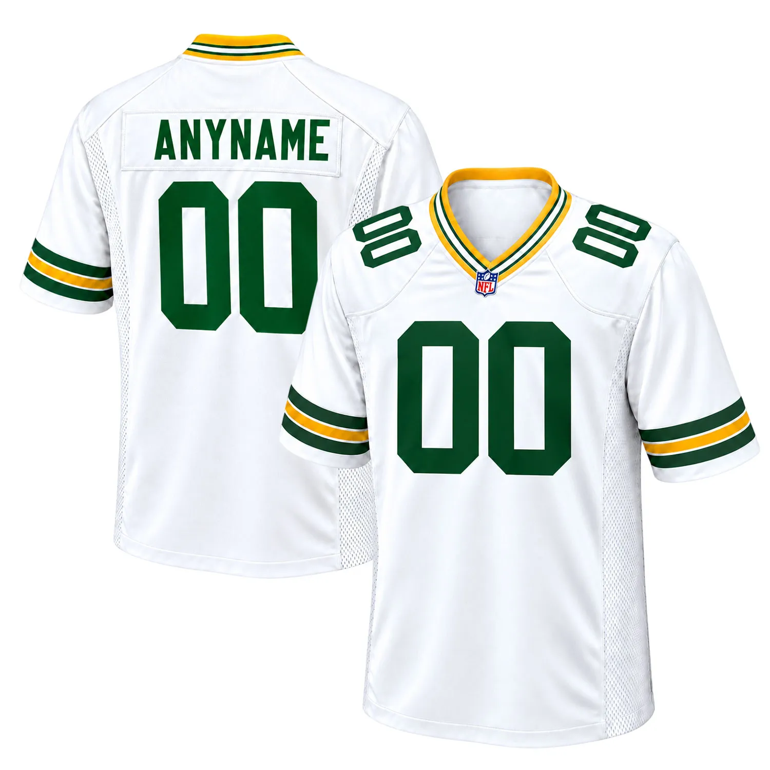 Green Bay Packers Rivalries Jersey White Custom Bold Name & Number