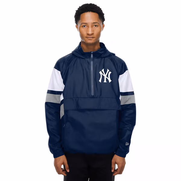 New York Yankees MLB Quarter Zip Windbreaker Jacket Navy view 1