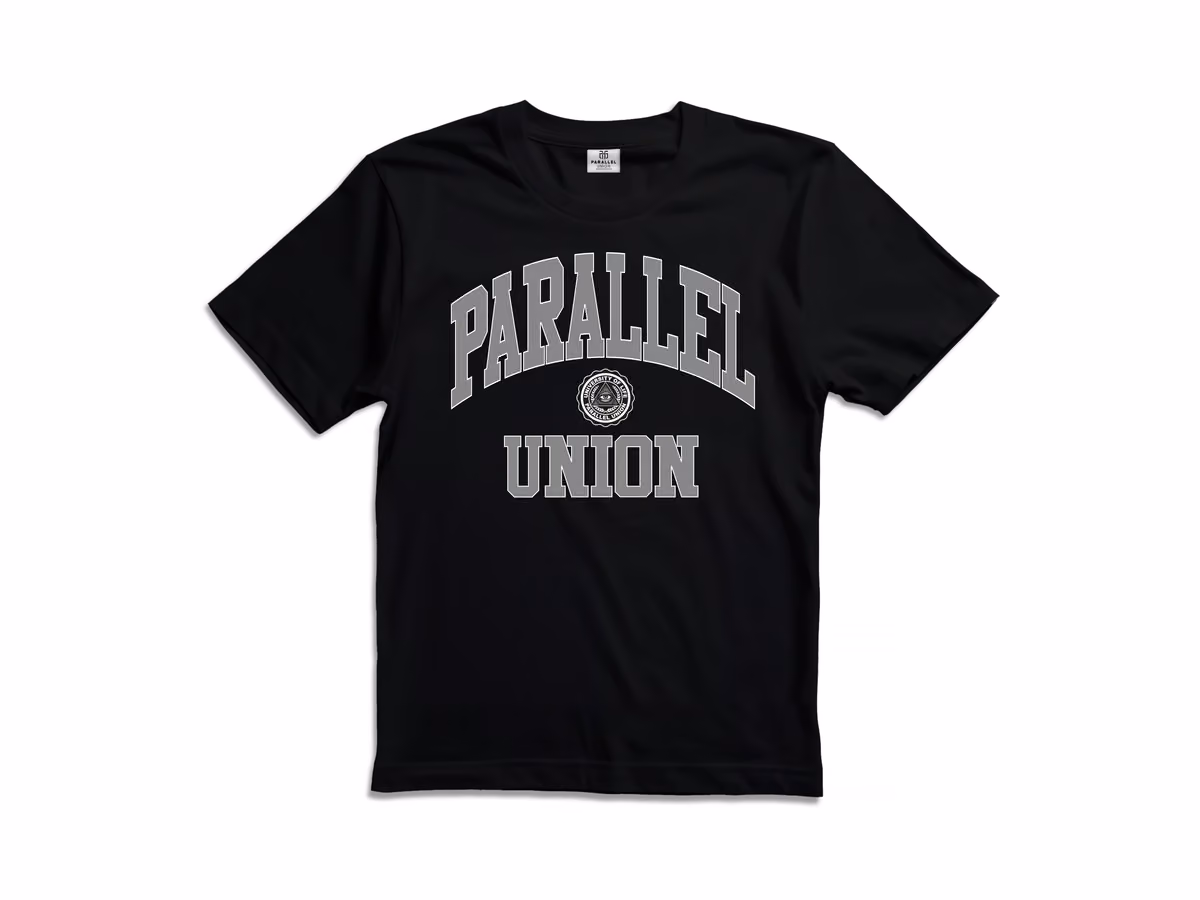 Parallel Union T-Shirt College Life Black Oversize Edition front