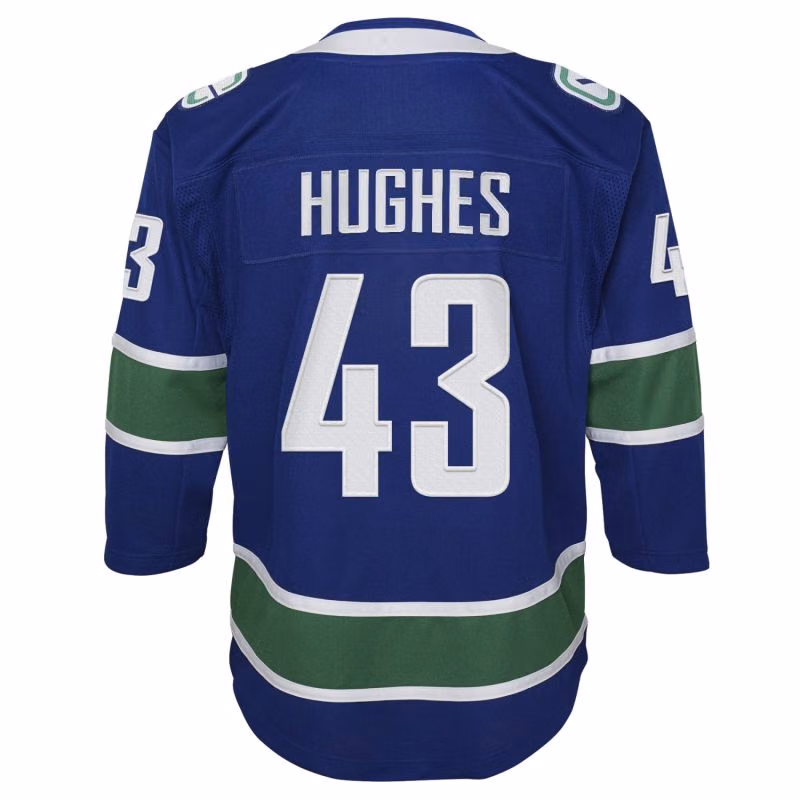 Quinn Hughes #43 Vancouver Canucks Premier NHL Jersey Blue (YOUTH) view 3