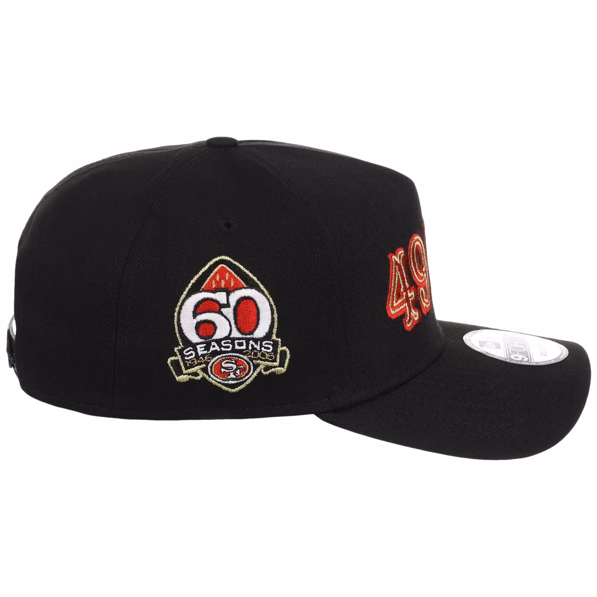 San Francisco 49Ers NFL Black Dome New Era 9FORTY A-Frame detail view