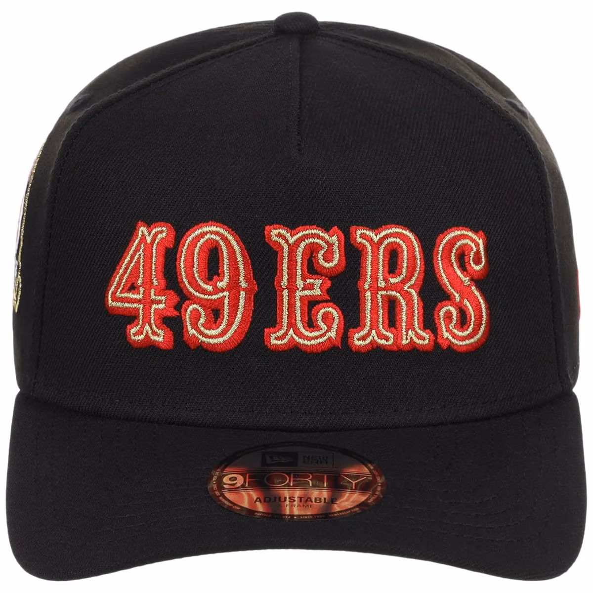 San Francisco 49Ers NFL Black Dome New Era 9FORTY A-Frame detail view