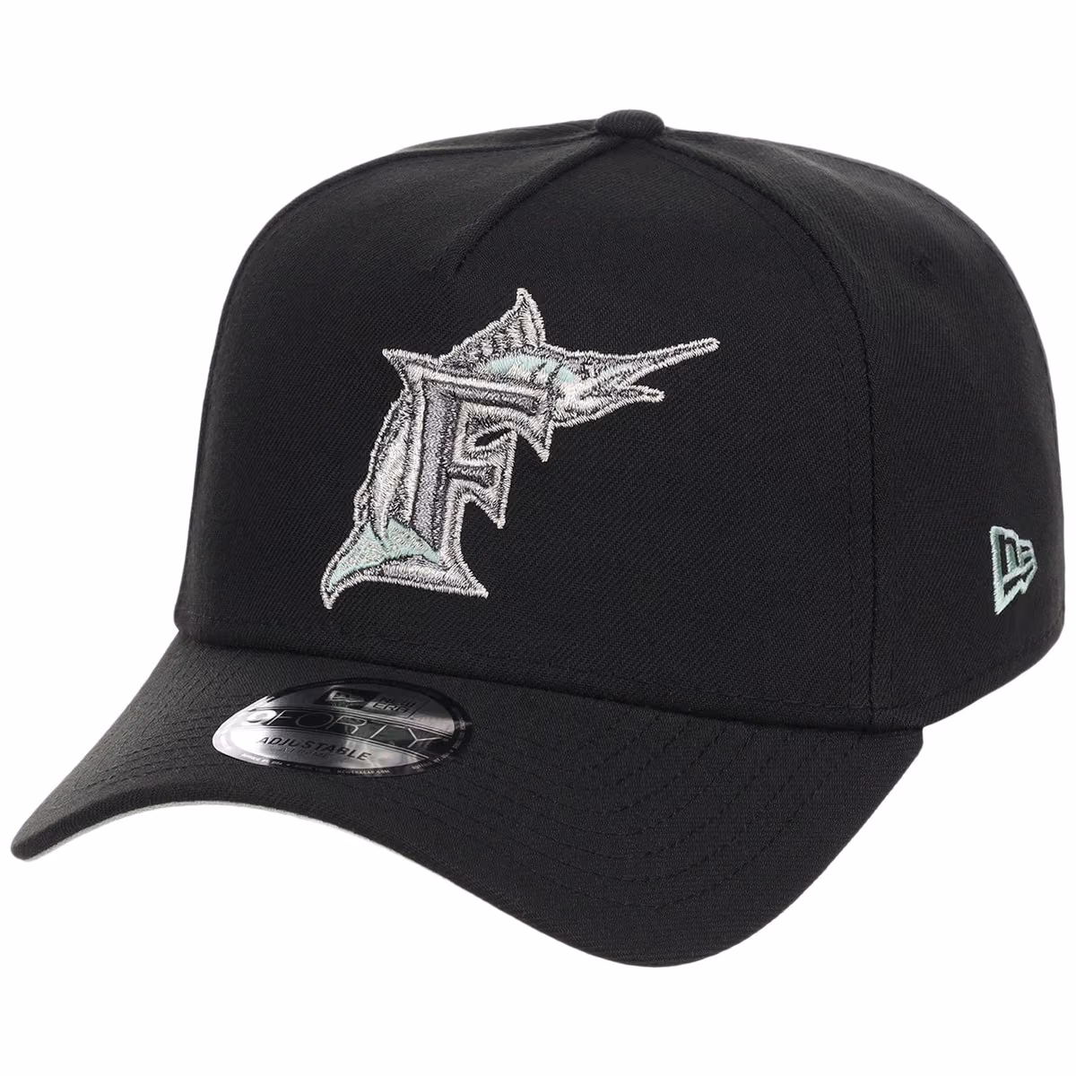 Florida Marlins MLB Alpine Snow New Era 9FORTY A-Frame detail view