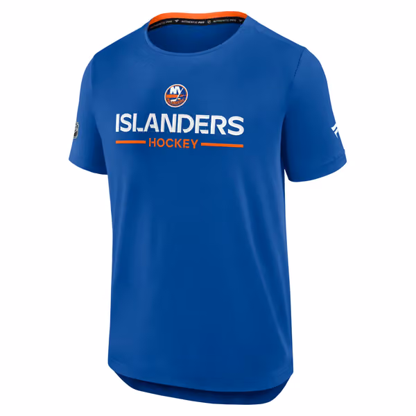 New York Islanders Sabres 2025/26 Authentic Pro Rink Tech NHL T-Shirt Blue view 1