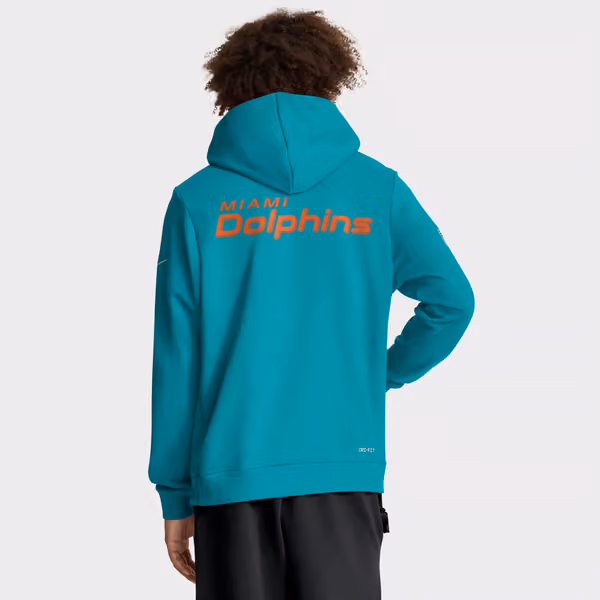 Miami Dolphins 2025 NFL Sideline Standard Issue Hoodie Aqua view 3