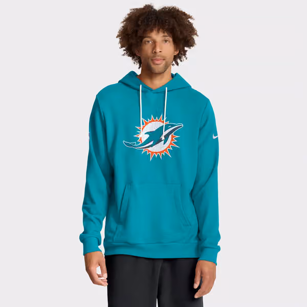 Miami Dolphins 2025 NFL Sideline Standard Issue Hoodie Aqua view 2