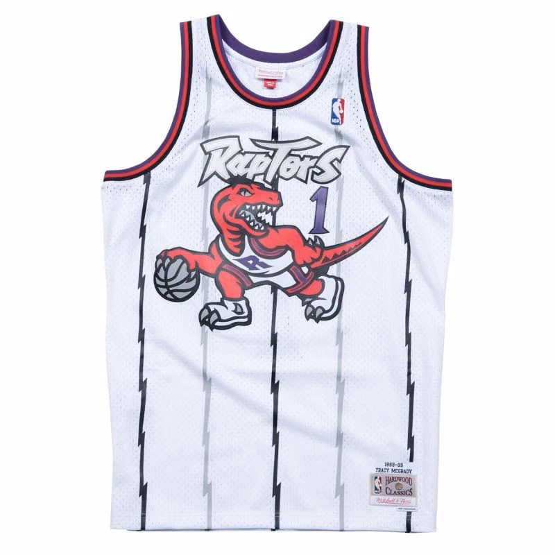 Tracy McGrady #1 Toronto Raptors 1998-99 Mitchell & Ness Swingman NBA Jersey White view 1