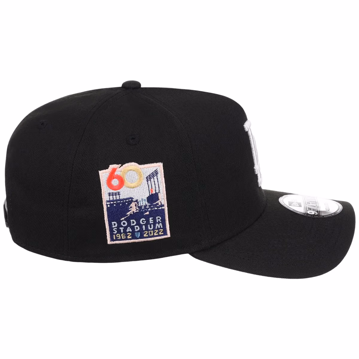 Los Angeles Dodgers MLB Black Dome New Era 9FORTY A-Frame detail view