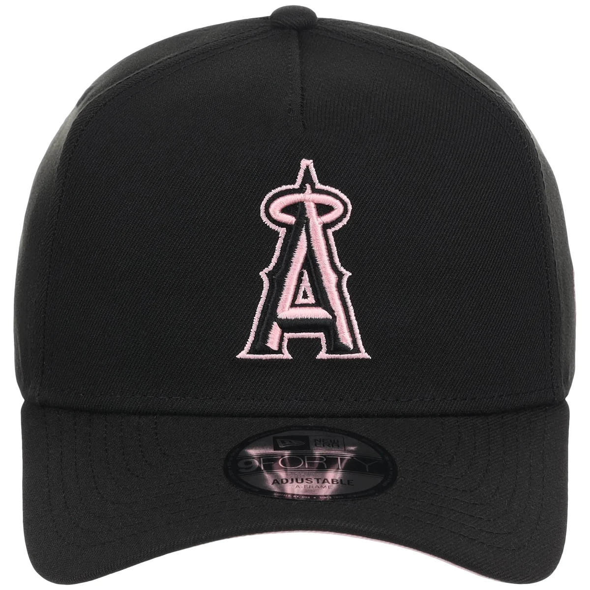 Anaheim Angels MLB Black x Pink FASHION CORE New Era 9FORTY A-Frame detail view