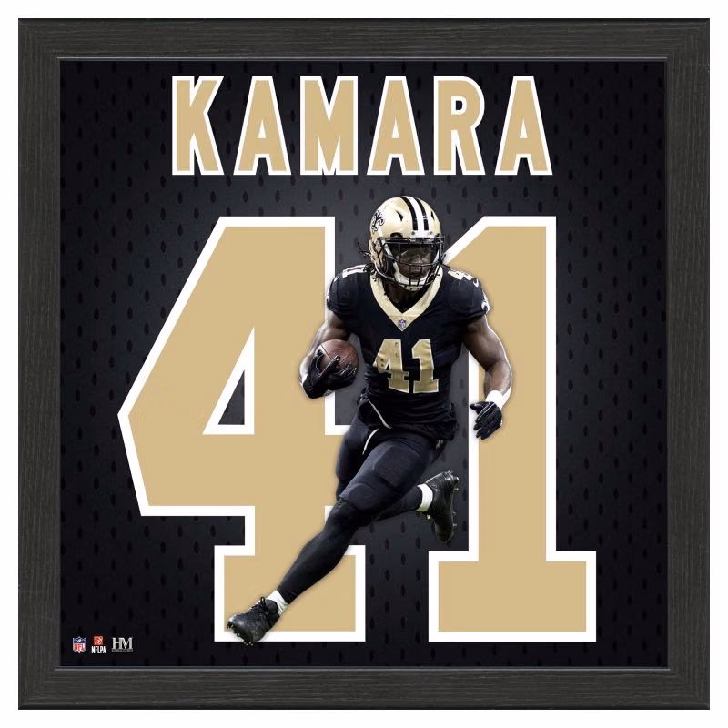 Alvin Kamara #41 New Orleans Saints Impact Jersey Framed NFL Photo view 1
