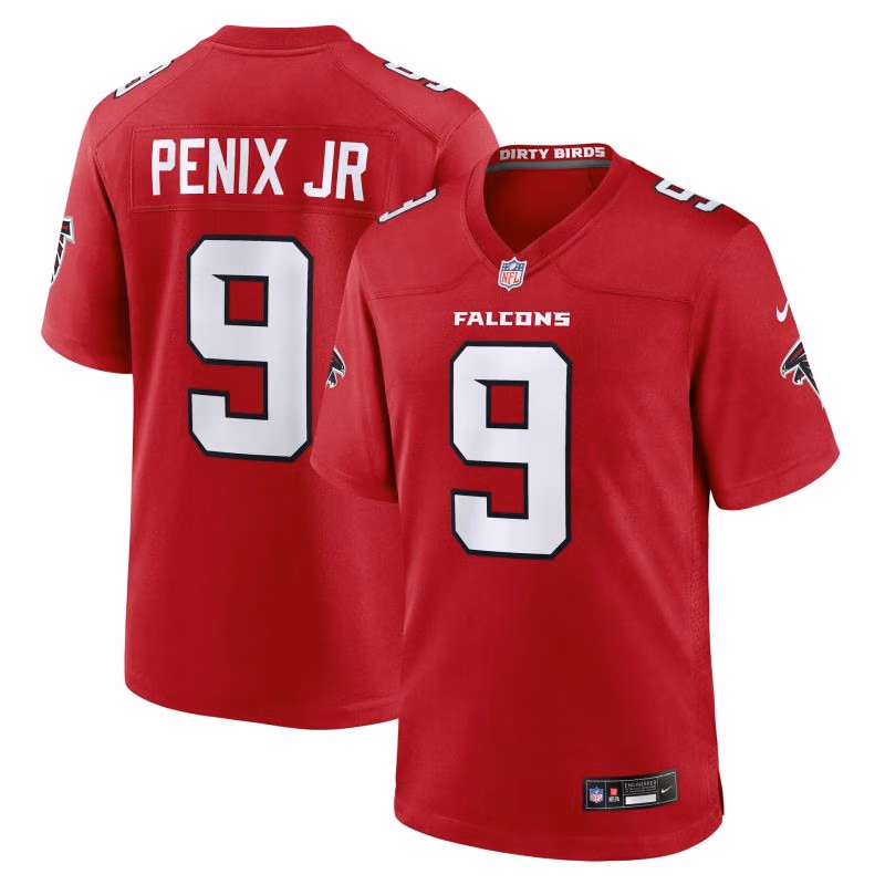 Michael Penix Jr. #9 Atlanta Falcons 2026 Game NFL Jersey Red view 1