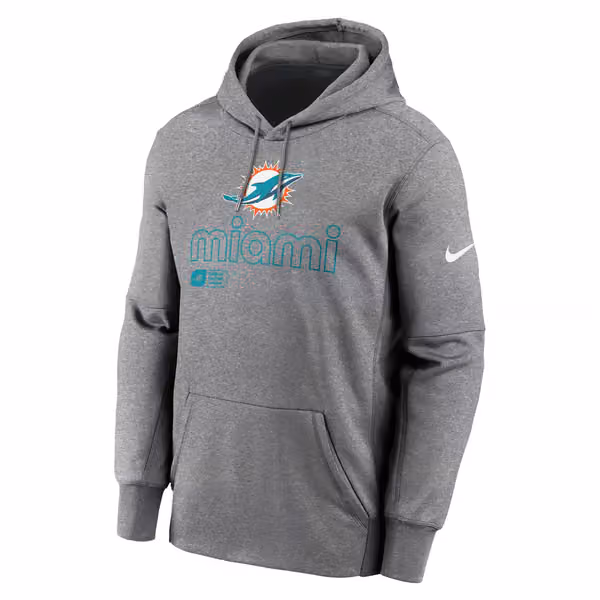 Miami Dolphins Peformance Nike Therma-FIT NFL Hoodie Grey view 1