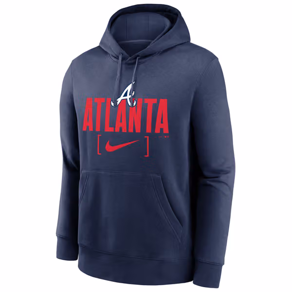 Atlanta Braves Nike Club Slack MLB Hoodie Navy view 1