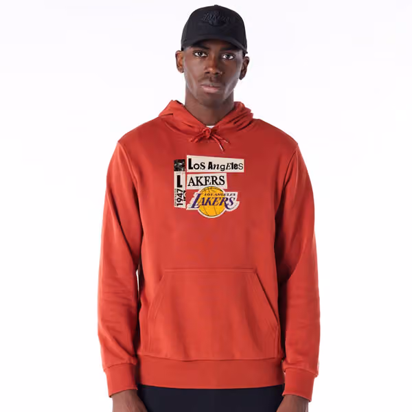 Los Angeles Lakers Newspaper Script New Era NBA Hoodie Red view 2