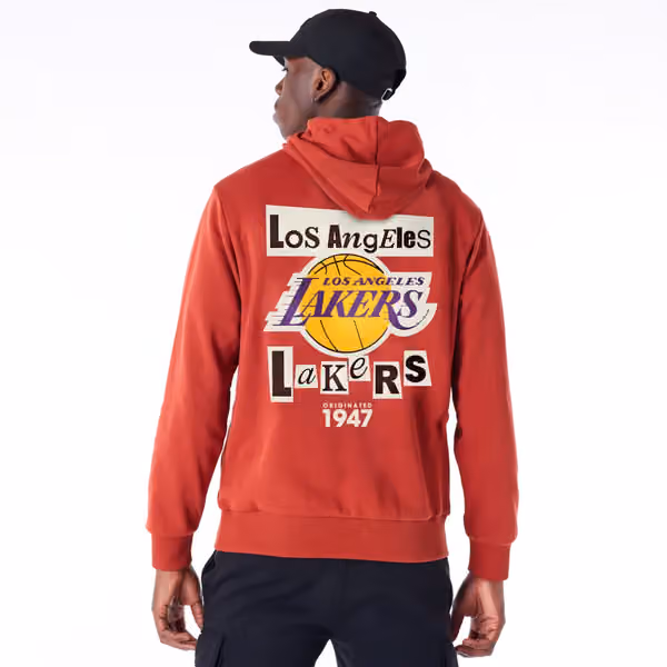 Los Angeles Lakers Newspaper Script New Era NBA Hoodie Red view 1