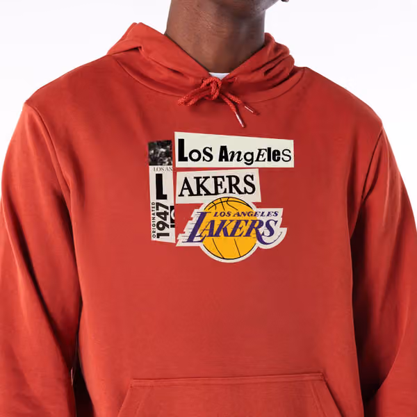 Los Angeles Lakers Newspaper Script New Era NBA Hoodie Red view 4